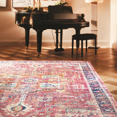 Origins Granada Traditional Bordered Rug & Hallway Runner in Ruby
