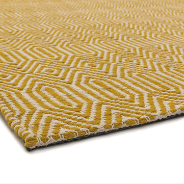 Sloan Hand Woven Flatweave Geometric Ethnic Rug or Runner in Mustard Yellow