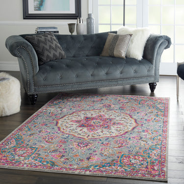 Passion PSN22 Medallion Grey Multi Coloured By Jute Polypropylene Persian Traditional Rug