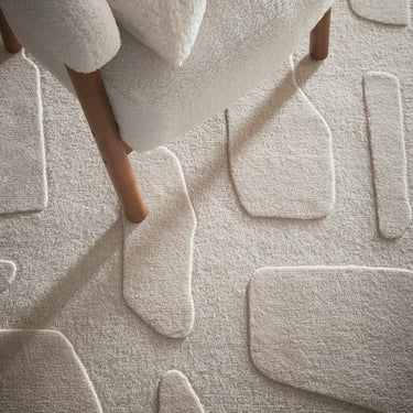 Origins Sculptured Stone Oatmeal Tufted Beige Wool Textured Modern Rug