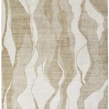 Consept Looms Dune Wavy Desert Sand Drift Pattern Ivory Wool Viscose Textured Boho Rug