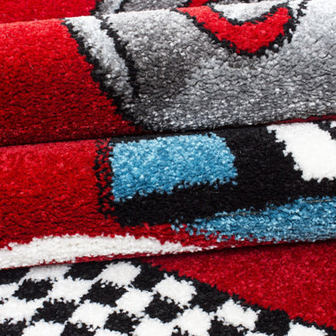 Kids Formula One Racing Car Helmet Soft Child Rug in Red and Blue