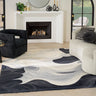 Prismatic PRS41 Hand Tufted New Zeland Wool Silk Swirling Pattern Handmade Rug in Ivory Black - Medium 114x175 cm (4'x5'9'')