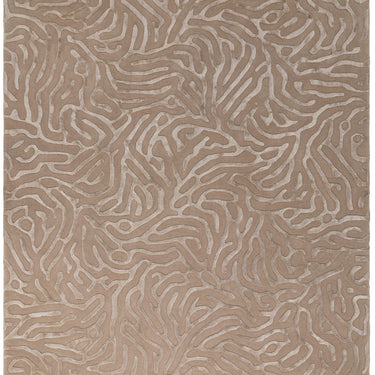 Coral 3D Effect Gunmetal Sand Beige Handmade Wool Viscose Abstract Rug