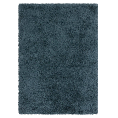 Asiatic London Opulence Petrol Blue Luxurious Shine Fluffy Soft Cotton Shaggy Textured Hallway Runner Rug