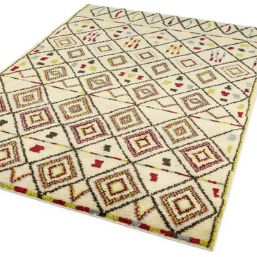 Amira AM06 Hand Made Moroccan Berber Rug in Cream Multicoloured in medium size  120x170 cm