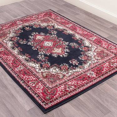 Lancashire Traditional Oriental Classic Rug Hallway in Navy Blue