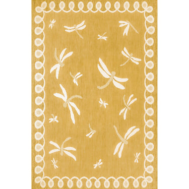 Terrace Dragonfly Outdoor Bordered Rug in Terracotta, Blue, Gold, Teal and Natural