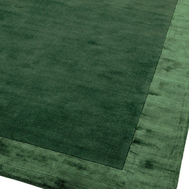 Ascot Modern Plain Hand Woven Wool Viscose Bordered Green Rug