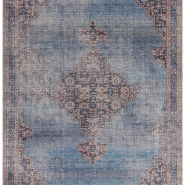 Kaya Dana KY08 Traditional Classic Persian Medallion Flatweave Washable Rug in Blue Red Multi