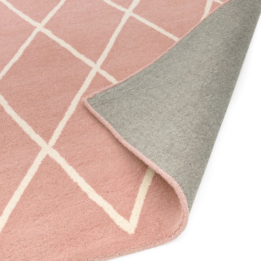 Albany Diamond Hand Tufted %100 Wool Rug in Berry, Pink, Silver Teal