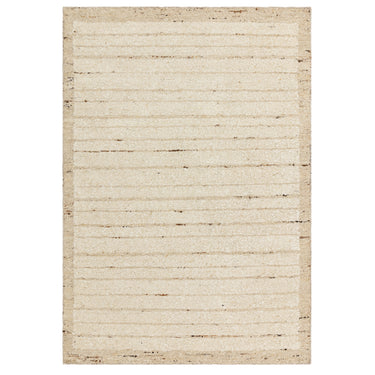 Napa Ladder Hand Woven Bordered Stripe Wool Reversible Rug in Beige Natural