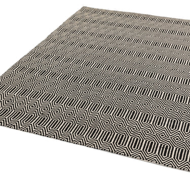 Sloan Hand Woven Flatweave Geometric Rug or Hall Runner in Black