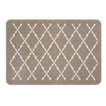 My Stain Resistant Arbor Stone Beige Washable Non-Slip Polypropylene Geometric Hallway Runner Rug