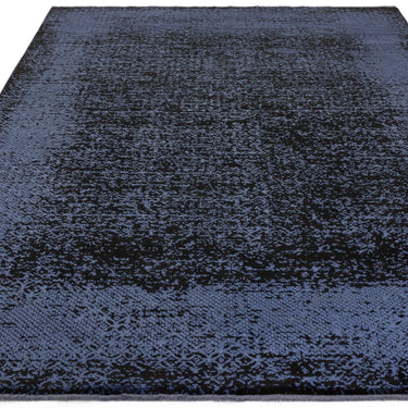 Elodie Contemporary Rug Modern Luxurious Soft Silky Metallic Shine Abstract Rug in Indigo Black
