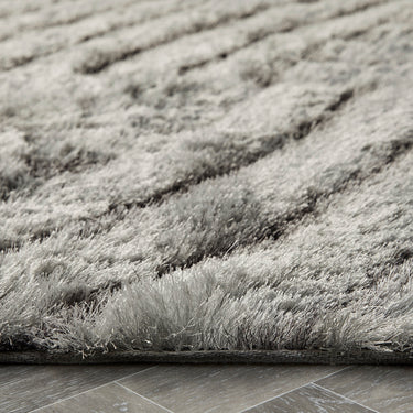 Origins Dallas Soft Thick Pile Silver Hand-Carved Shaggy Abstract Geometric Rug