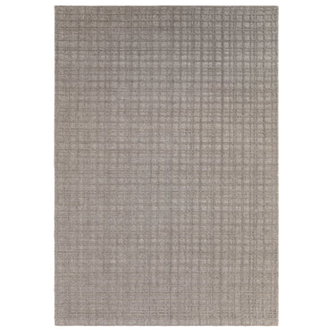 Thatch Taupe Hand Woven Wool Rug Neutral Plain Checked Pattern