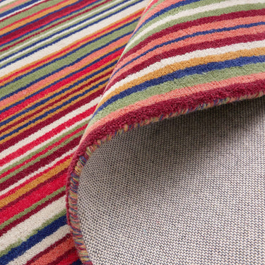 Origins Fine Multi Colours Stripes Hand Loom Woven Wool Rug or Halway