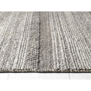Modern Chunky Knit Flat Woven Handmade Wool Rug and Hallway Runner in Grey