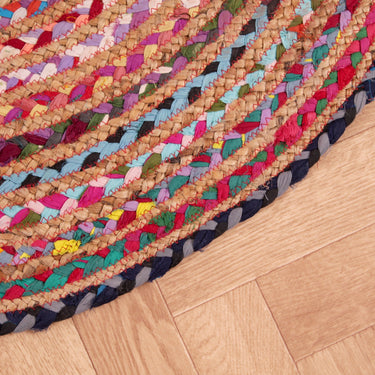 Hand Woven Jute Braided 4201 Multi Natural Oval and Circle Rug