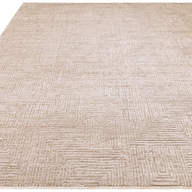 Asiatic London Laurent LA06 Fringed Natural Beige Cotton Abstract Geometric Textured Rug