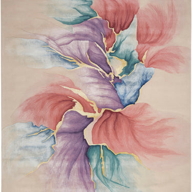 Prismatic Abstract Rug by Nourison Modern Luxury Soft Wool Silky Viscose Hand Tufted PRS34 Rug in Ivory