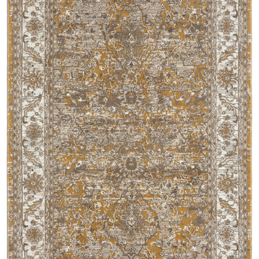URCO 553A2 Classic Ochre Yellow Gold Traditional Vintage Textured Bordered Hallway Runner Rug