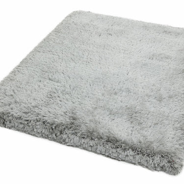 Plush Plain Shaggy High Pile Thick Silky Fluffy Soft Hand Woven Silver Rug
