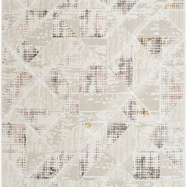 Glitz GLZ04 Framed Silky Ivory Multi By Abstract Geometric Textured Rug