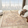 Alia 842G2 Short Pile Beige Grey Polypropylene Traditional Floral Bordered Rug - Runner 60x230cm (2'x7'7")