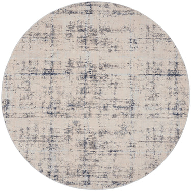 Rustic Textures RUS06 Modern Abstract Circle Round Rug in Ivory Blue