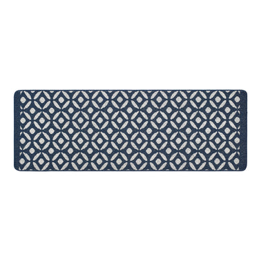 My Stain Resistant Crescent Pattern Navy Washable Non-Slip Polypropylene Geometric Hallway Runner Rug