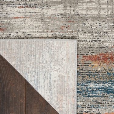 Rustic Textures RUS12 Modern Painterly Abstract Hallway Runner in Grey Multi Colours