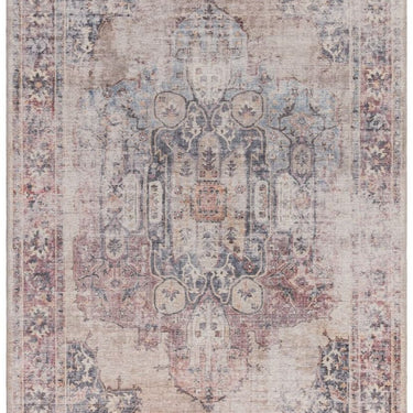 Kaya Lila KY12 Traditional Persian Floral Medallion Flatweave Washable Rug in Red Cream Multi