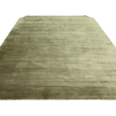 Gleam Luxury Contemporary Modern Shiny Plain Hand Woven Viscose Sage Green Rug