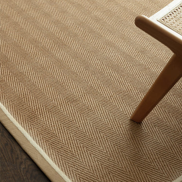 Asiatic London Bordo Sisal Linen Cream Border Herringbone Pattern Natural Beige Jute Cotton Textured Flatweave Rug