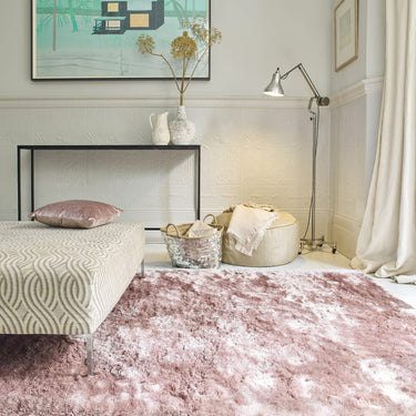 Whisper Silky Shiny High Pile Pink Shaggy Textured Plush Rug - Medium 120x180 cm (4'x6')