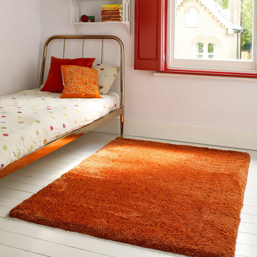 Lulu Soft Touch Plain Shaggy Rug in Spice