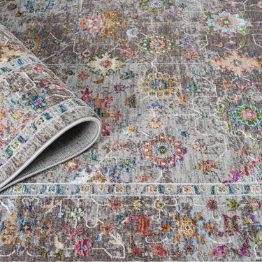Soujorn Knoll Modern Traditional Bordered Vintage Floral Rug, Runner in Multi Coloured