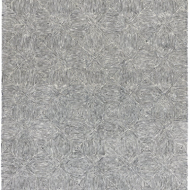 Asiatic London Camden Tufted Kaleidescope Black White Wool Viscose Geometric Textured Rug