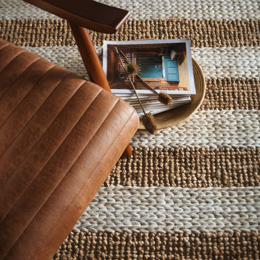 Bondi Cream and Natural Jute Stripe Braided Boucle Rug