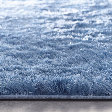 Origins Glamour/Shimmer Denim Blue Soft Silky Shaggy Rug