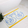 Dip and Drip Kids Bathroom Linear Ducks Washable Non-Slip Bordered Rug 50x75 cm