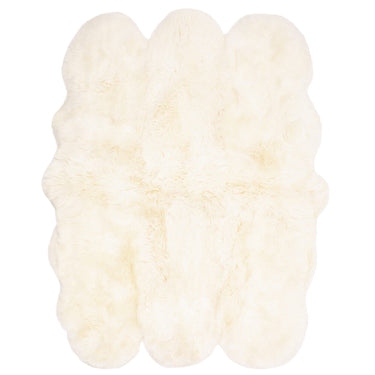 Asiatic London Genuine Fluffy Natural Hide White Hand-Woven Sheepskin Shaggy Textured Rug