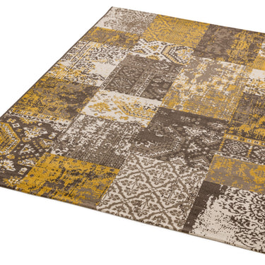Revive Traditional Patchwork Rug in Ochre Yellow and Blue