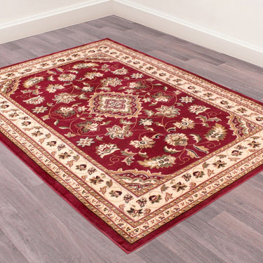 Traditional Sherborne Classic Bordered Rug Hallway Runner in Red