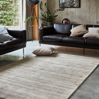 Blade Plain Silky Hand Woven Viscose Soft Shiny Rug Runner in Moleskin