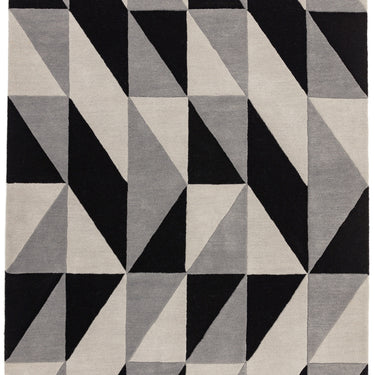 Reef Flag RF08 Geometric Pattern Hand Tufted Rug Hallway Runner in Grey Black