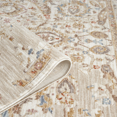 Alia Viana Beige Cream Traditional Floral Bordered Rug