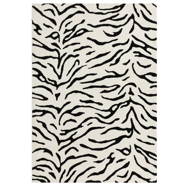 Asiatic London Wilder Tiger Mono Animal Inspired Black White Cotton Textured Modern Rug